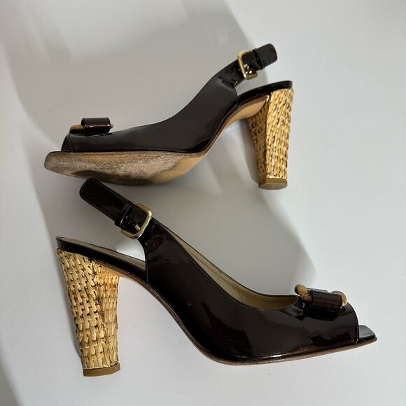 Stuart Weitzman Women's Woven Open Square Toe Ankle Strap Heels Size 9.5 - Picture 8 of 12